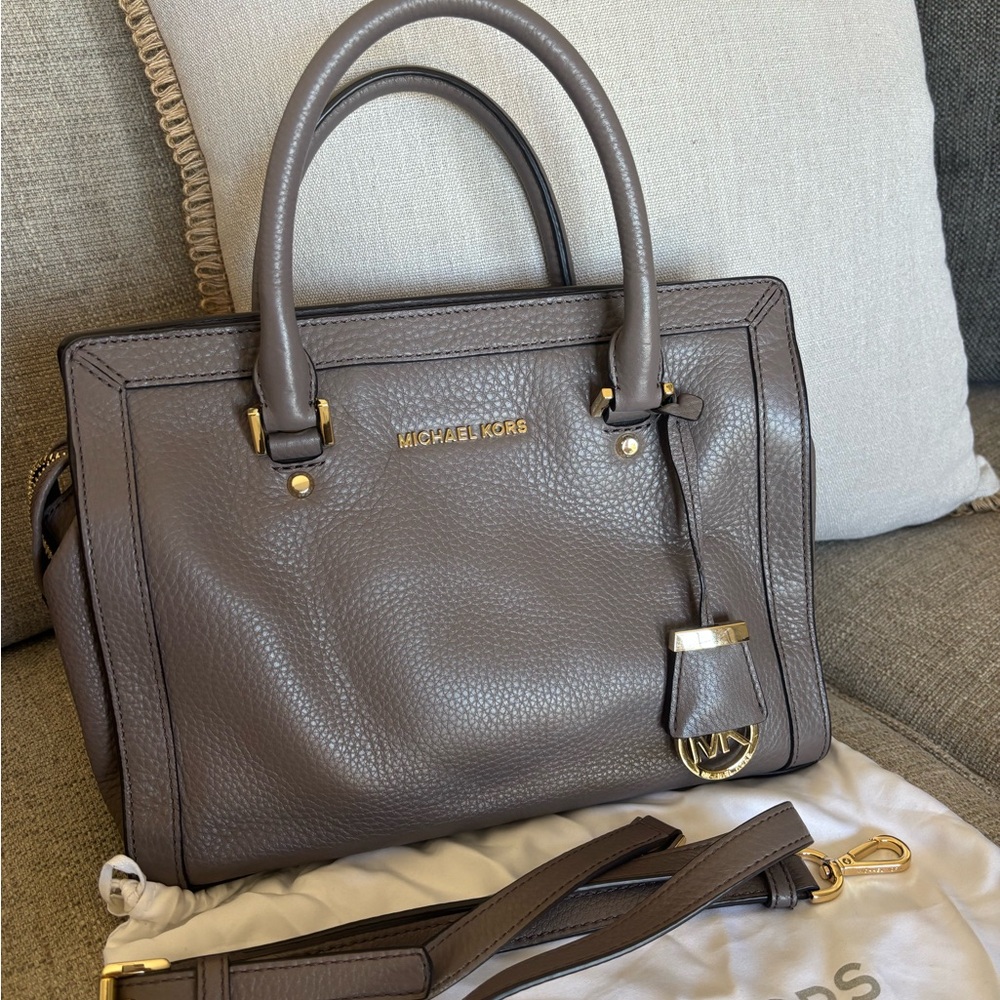 Michael Kors Gray Satchel with Gold Accents